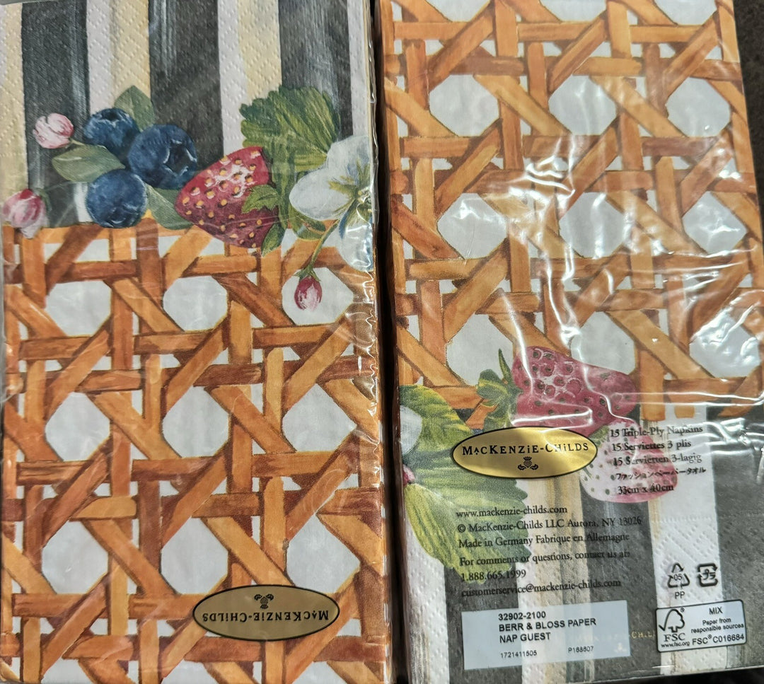 MacKenzie Childs One Pack Berries & Blossoms 15 Ct Guest Napkins Unopened Pack