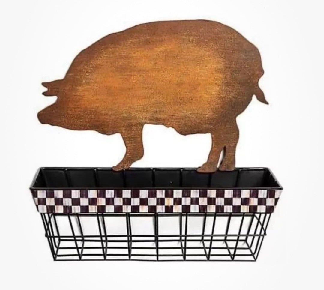 MACKENZIE-CHILDS PIG WALL BASKET,NEW IN BOX