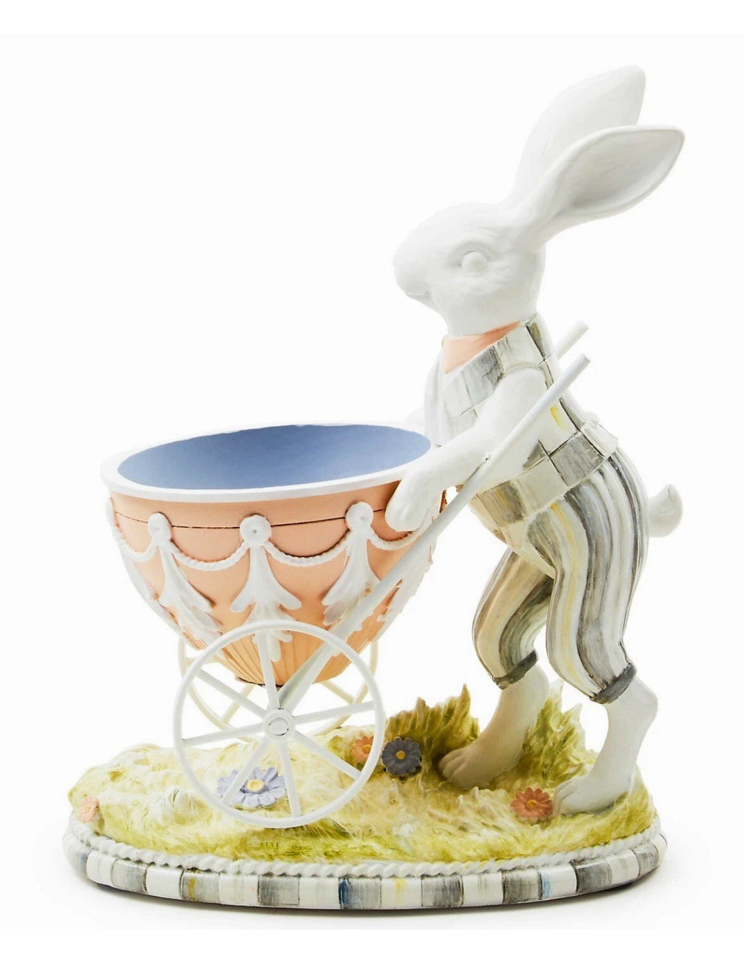 MacKenzie Childs Cameo Sterling patterns Bunny with Cart- New In Box