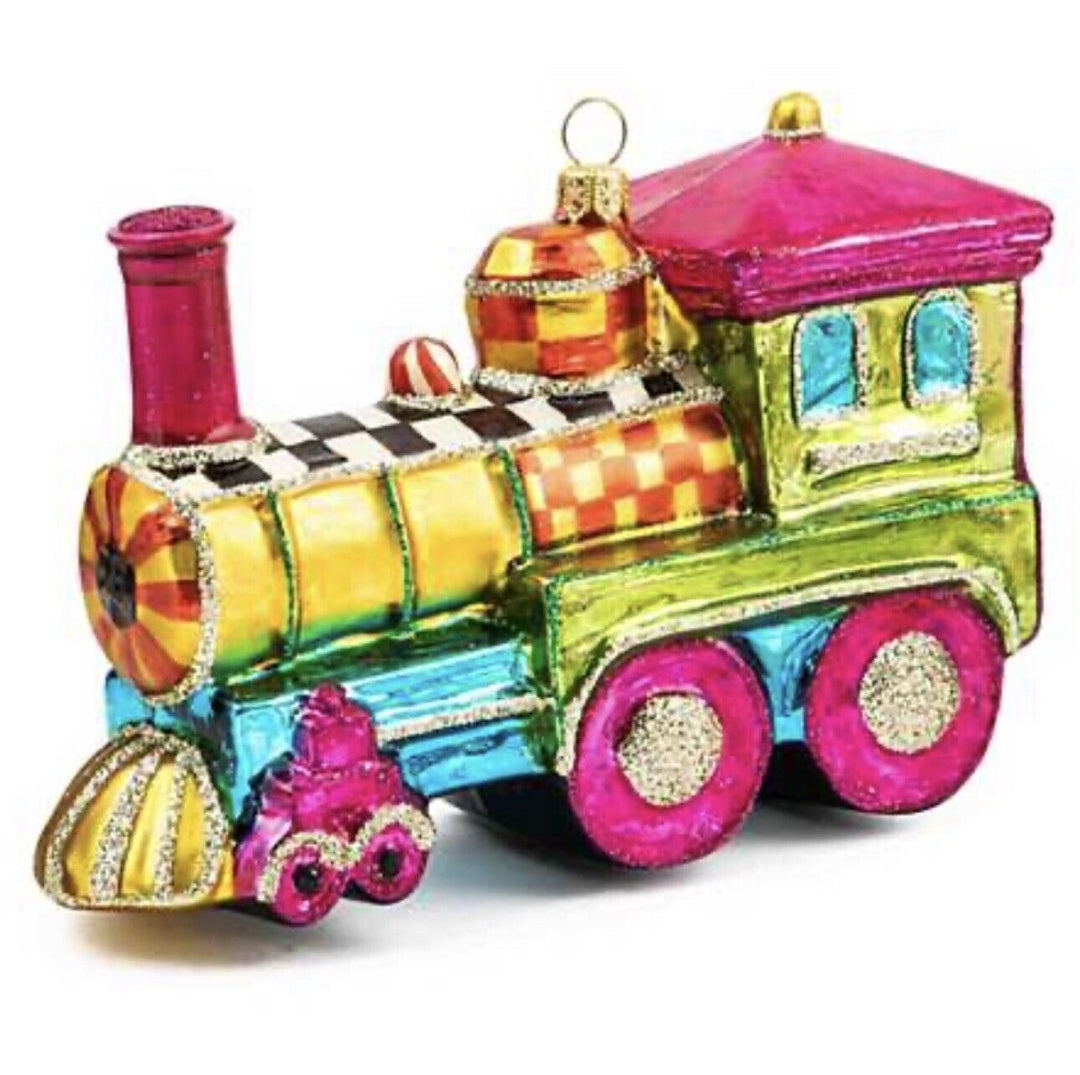 MacKenzie Childs -Granny Kitsch Train Christmas Ornament- New In Box