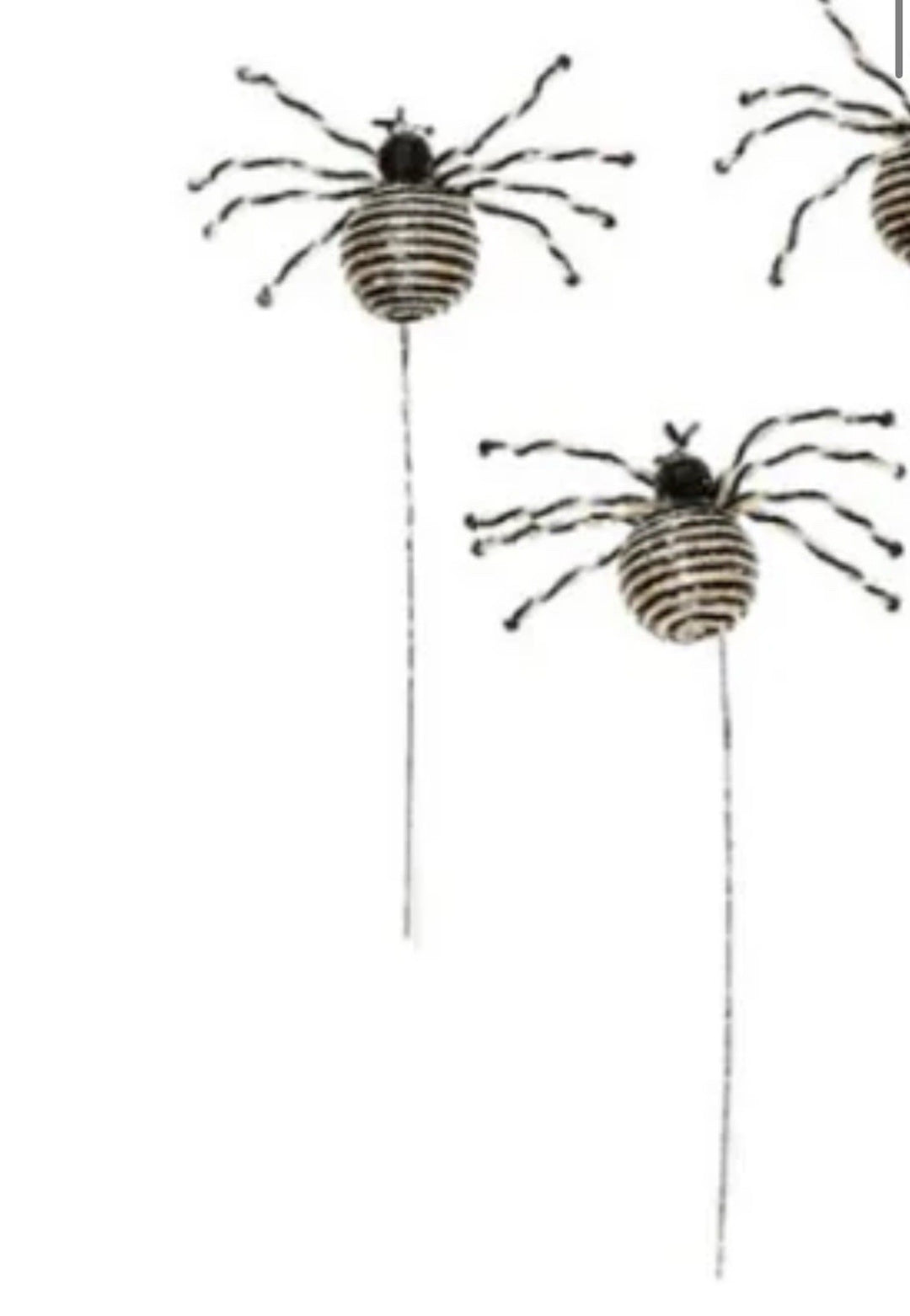 Mackenzie Childs Striped Glass Beaded Spider Picks, Set of 2 Halloween NEW