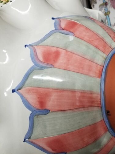 MacKenzie Childs Cabbage Rose  Serving Bowl Fluted -Ceramic- 14" Round