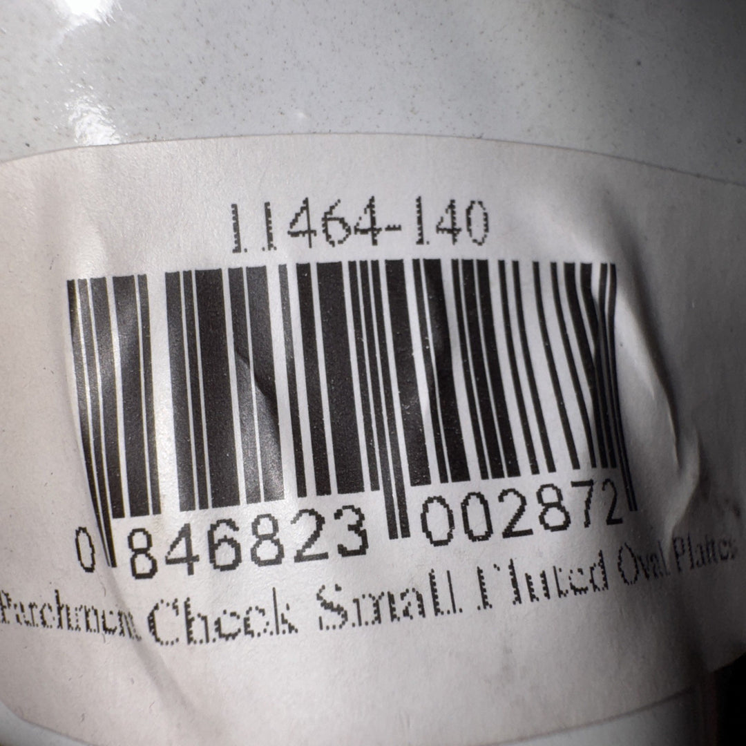 Mackenzie Childs Ceramic Parchment Check Fluted Oval Platter 6” X 9”