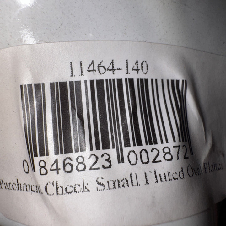 Mackenzie Childs Ceramic Parchment Check Fluted Oval Platter 6” X 9”