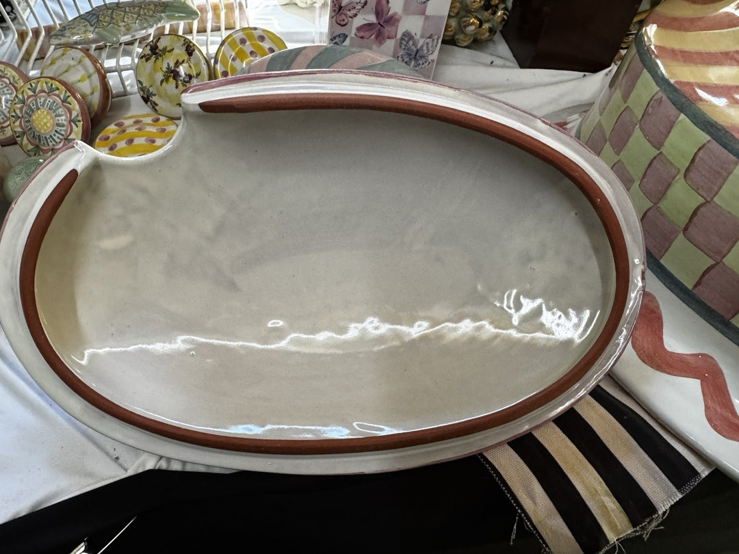 MacKenzie Childs Taylor Bearded Iris  Oval Serving Bowl with Lid 13.5”x 9.5”