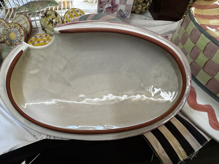 MacKenzie Childs Taylor Bearded Iris  Oval Serving Bowl with Lid 13.5”x 9.5”