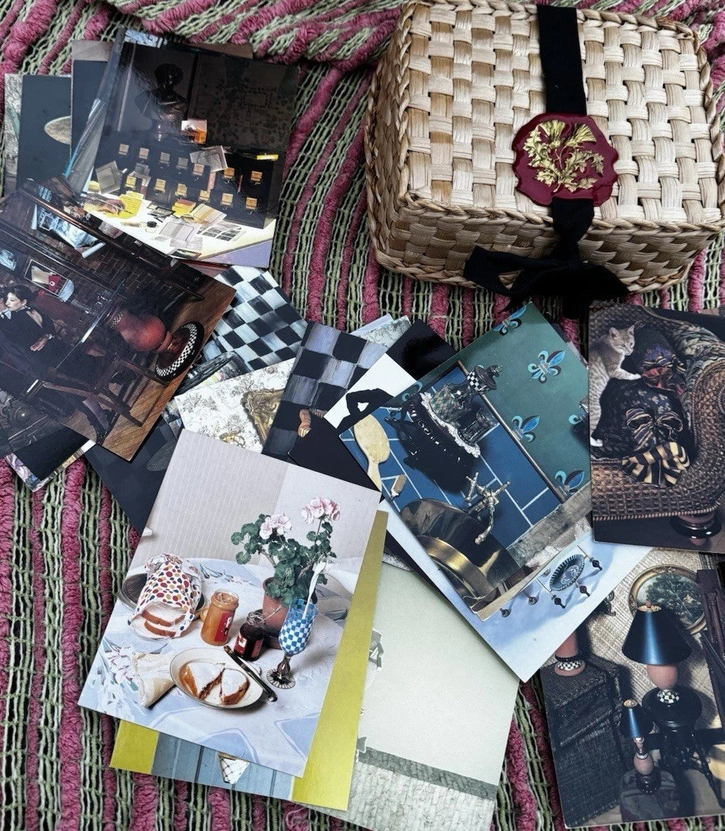 Huge Collection of Mackenzie-Childs Postcards RARE! More Than 115 In Wicker Box