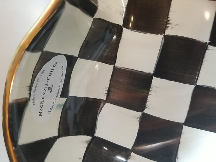 MacKenzie Childs Courtly Check Ceramic Heart Bowl Large -new