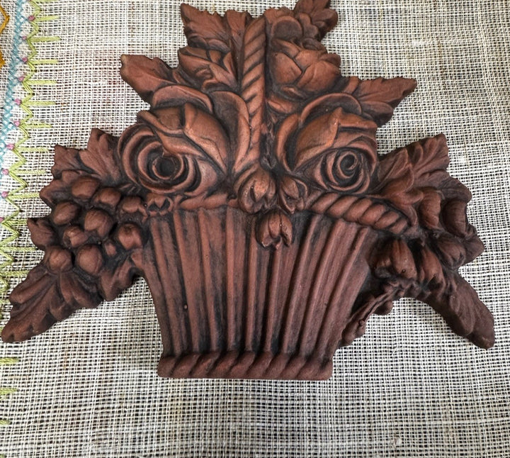 Mackenzie Childs MAJOLICA Floral Flat 6” FLOWER BASKET