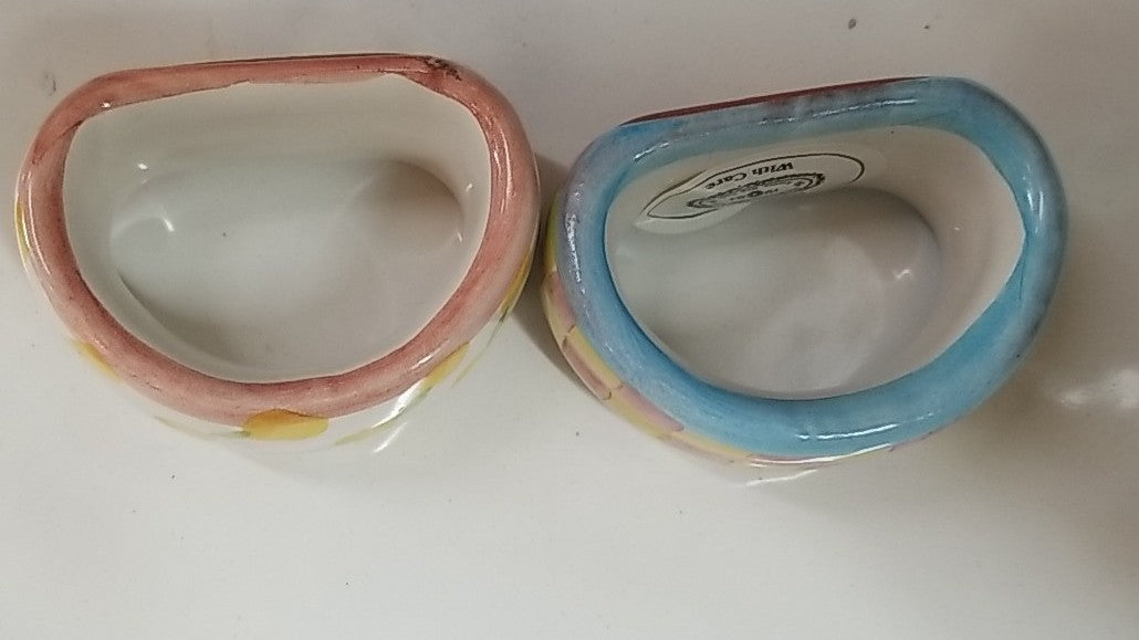 Mackenzie Childs Lot of 2 Napkin Rings Ceramic Imrie & Fenwick Wallcourt