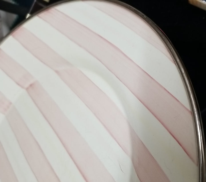 MACKENZIE CHILDS Pink Stripe Bathing Hut- PLATE 11" Enamel- One -retired