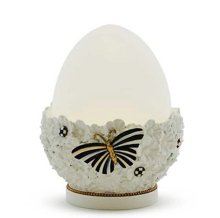 MacKenzie-Childs White Rabbit Illuminated Egg 7.25” Tall Battery Operated New