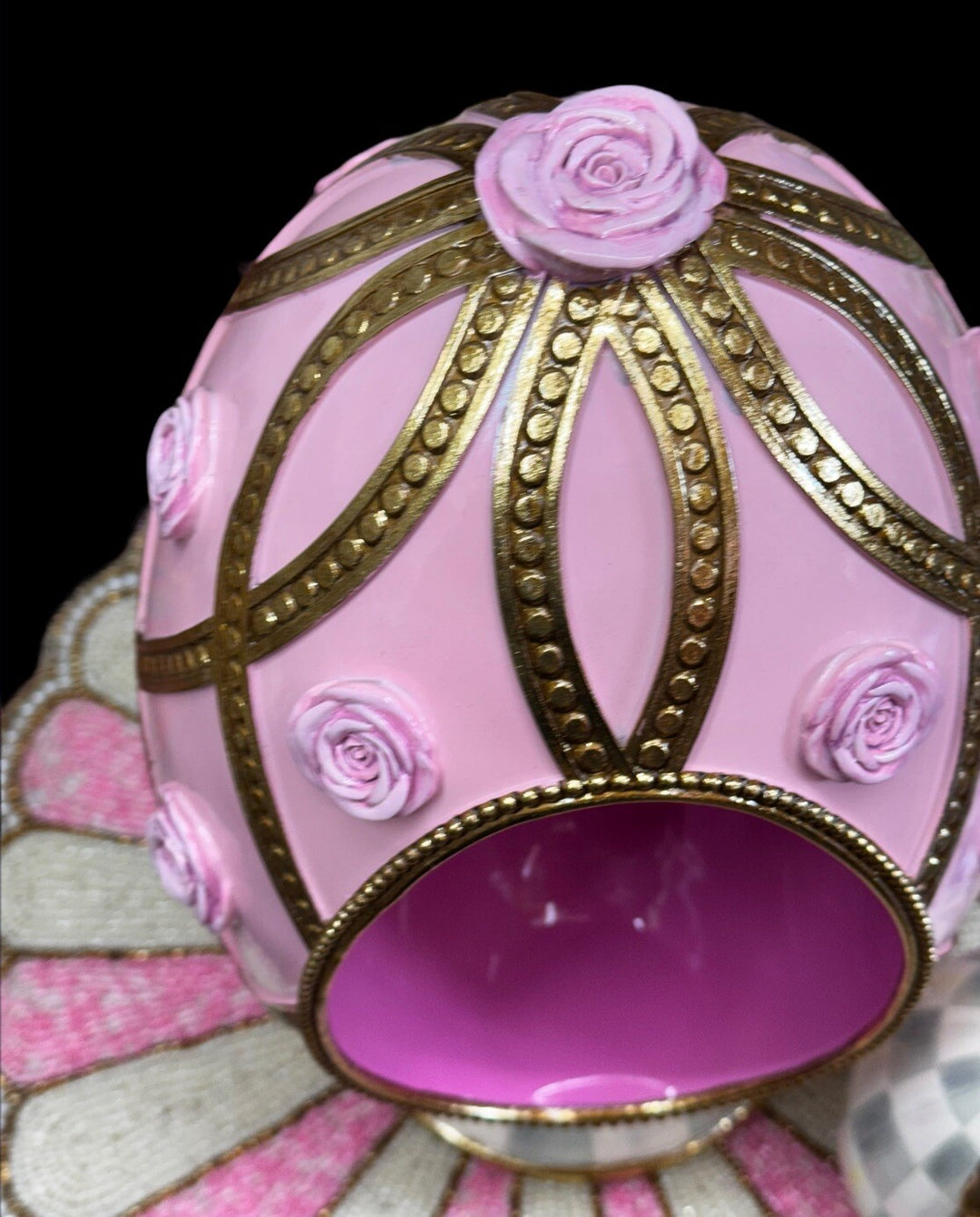 MacKenzie-Childs Touch of Pink Nesting Egg New In Box!