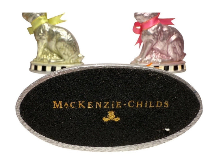 MACKENZIE CHILDS -CALICO MINI FOIL BUNNIES SET Of 3 New In Box