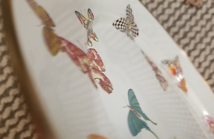 Mackenzie Childs Butterfly Garden Serving Platter - White New Enamel- Retired