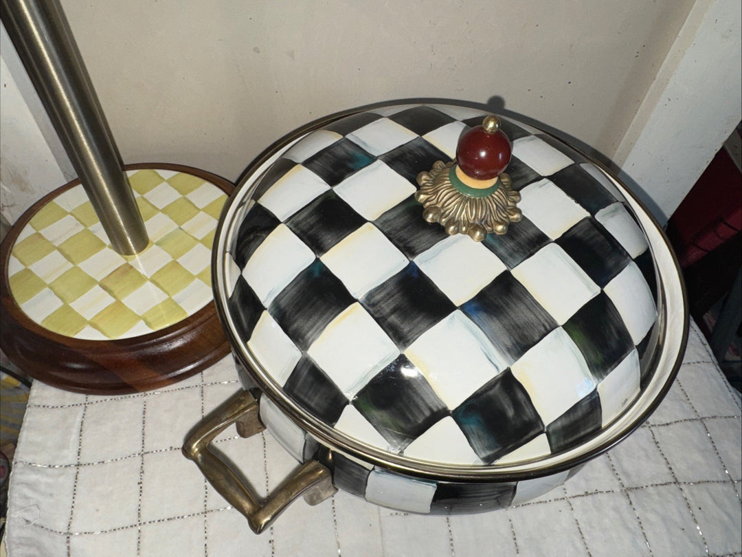 Mackenzie Childs Vintage Casserole 10-inch with Lid Courtly Check