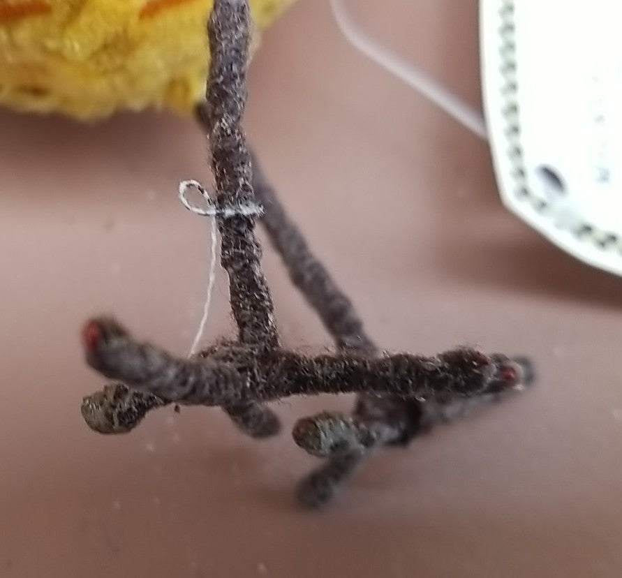 MACKENZIE CHILDS Courtly Check Yellow Fabric  Bird 8” Long And 6” Tall