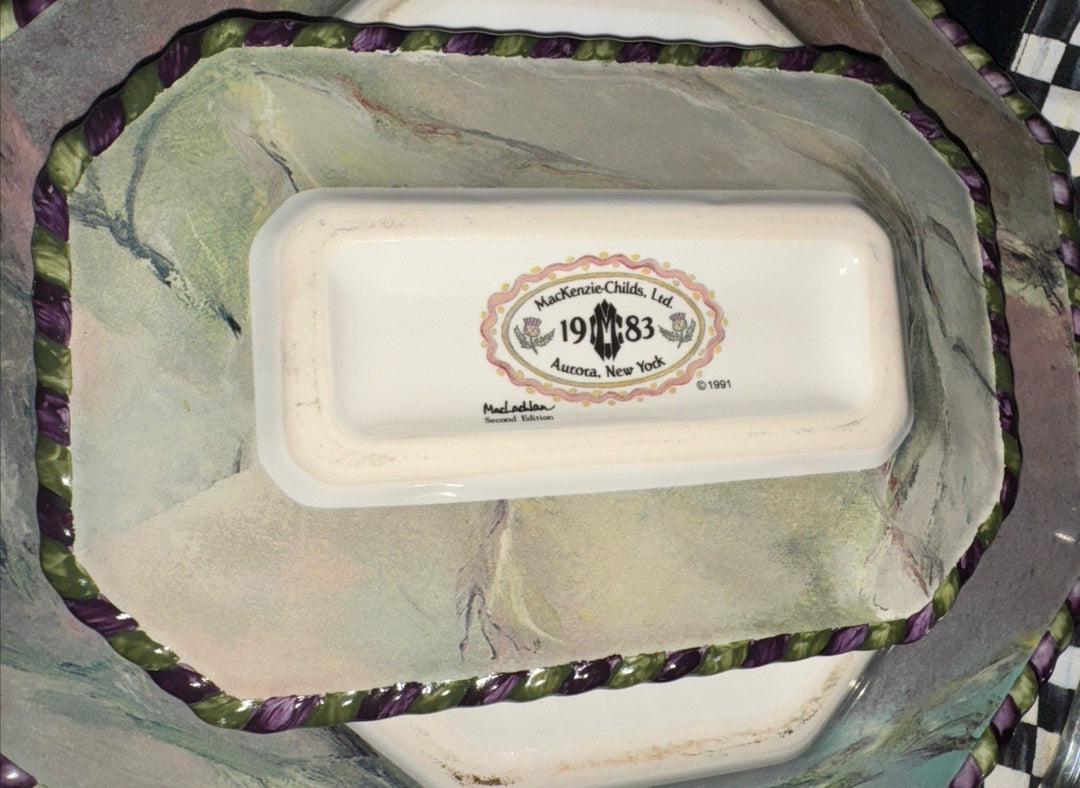 Mackenzie Childs 1991 MacLachlan Bread Plate 8”x5.5” ”Second Edition- UEC