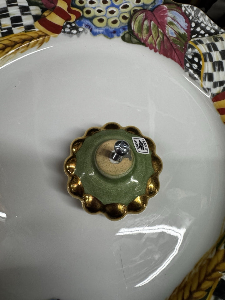Mackenzie Childs Majolica HARLEQUIN Pottery Round One Knob 2.25 Diameter