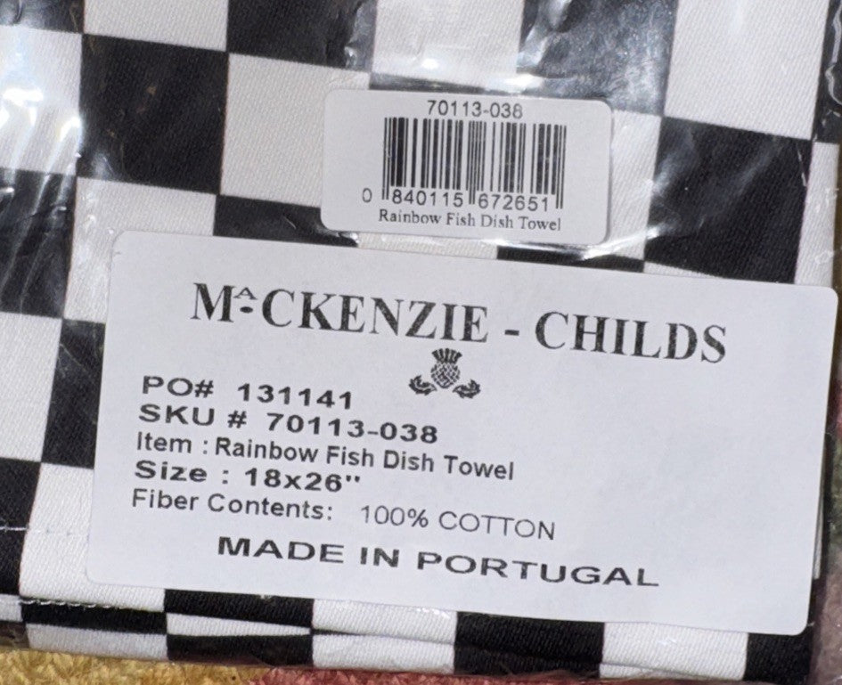 Mackenzie Child’s Rainbow Fish Dish / Tea Towel - NWT