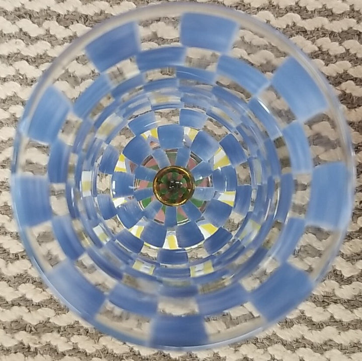 Mackenzie Circus Glass Water Goblets Childs Blue Checkered Collection