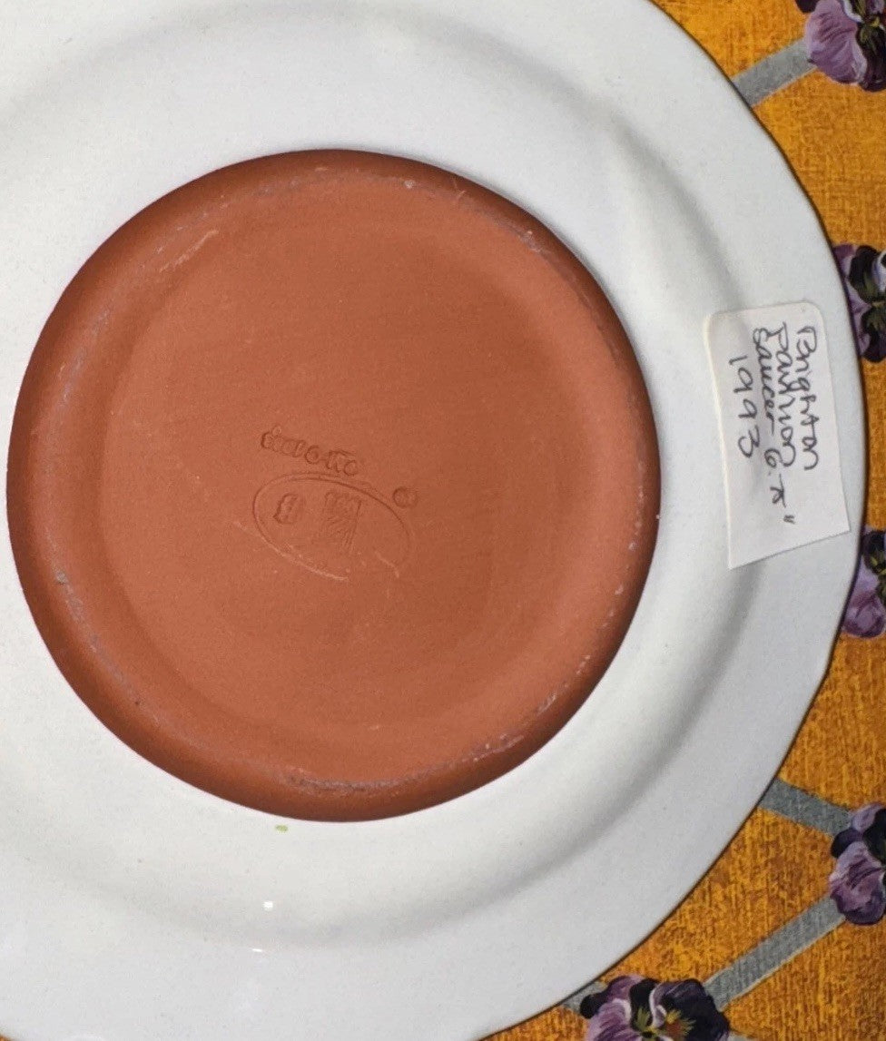 MacKenzie-Childs Brighton Pavillion Ceramic Teacup and Saucer Set 1990's Vintage