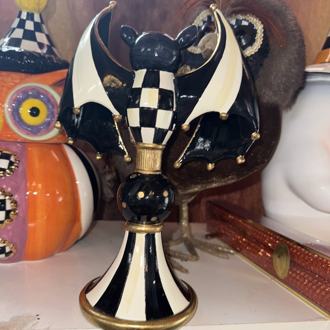 NEW Mackenzie Childs COURTLY CHECK BAT CANDLE HOLDER  Wonderful M-C Whimsy