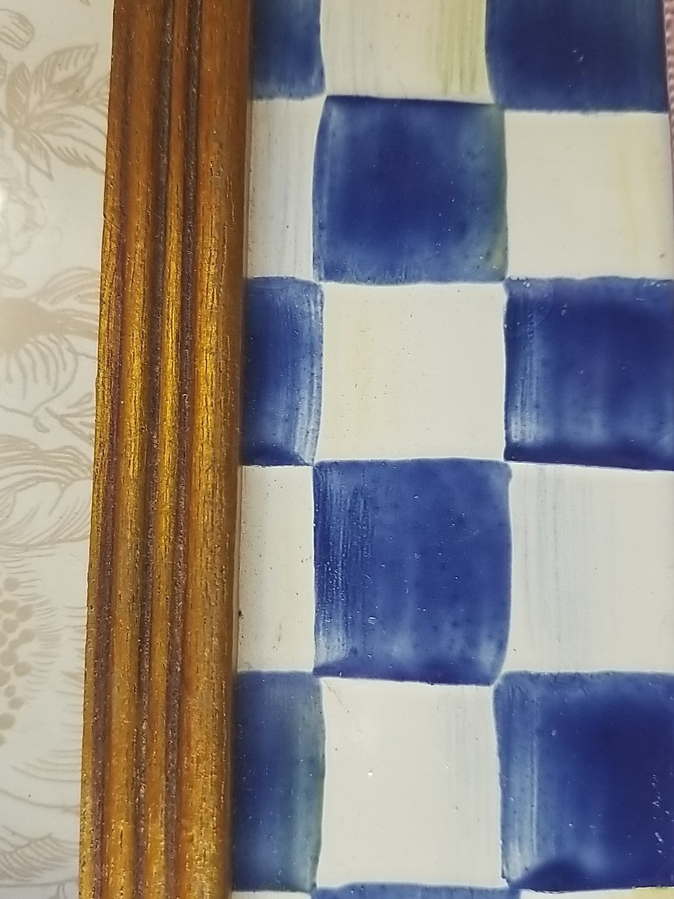 Mackenzie Childs ROYAL CHECK HANGING picture frame holds 4x6 ENAMEL
