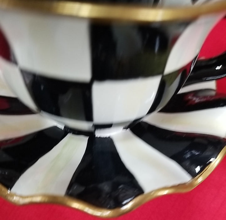 MacKenzie Childs Halloween Cat Teacup Figurine