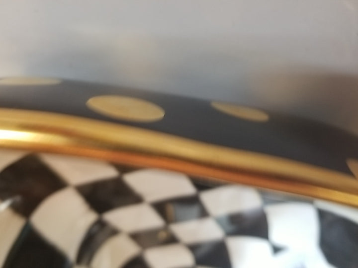 MacKenzie Childs Courtly Check Ceramic Heart Bowl Large -new