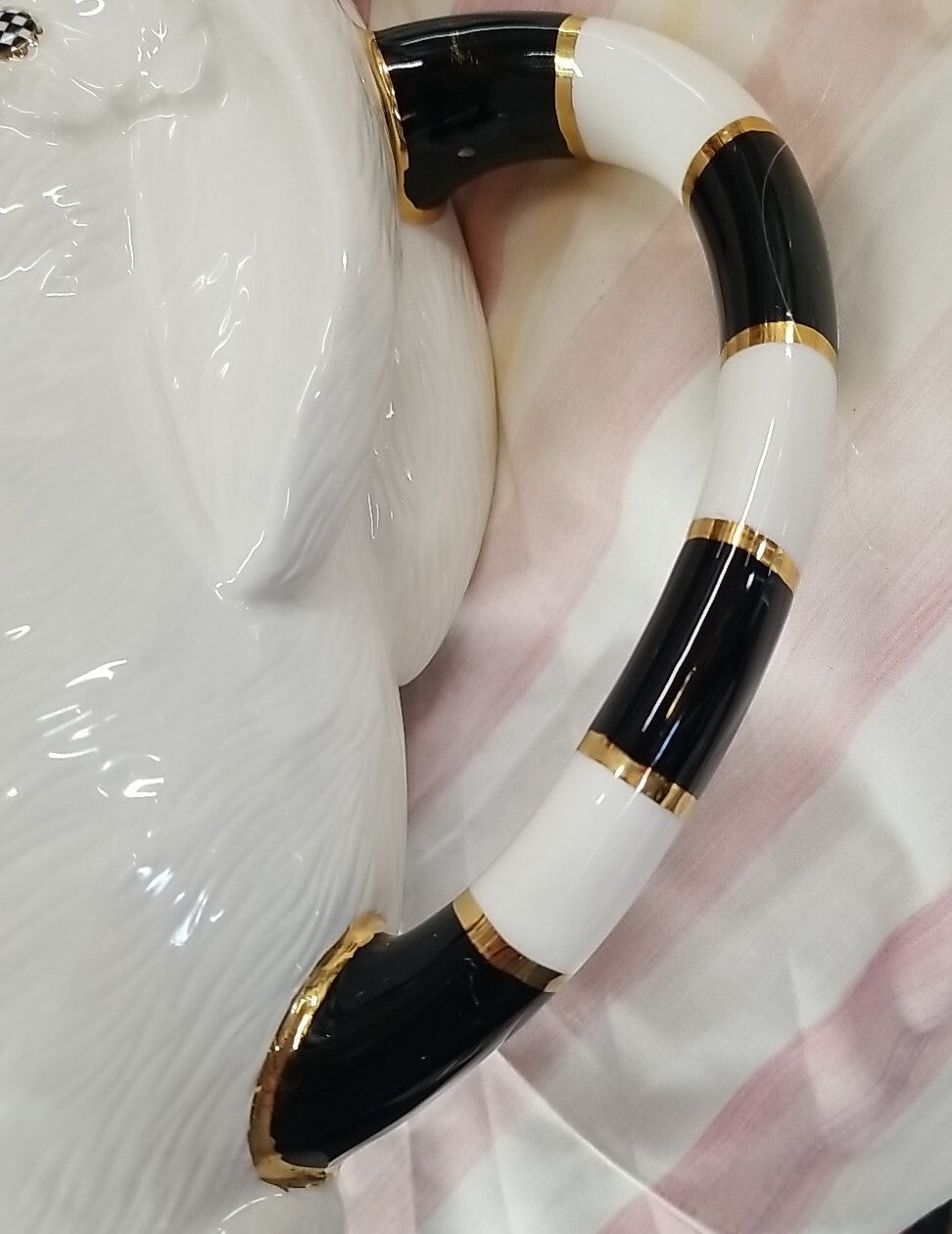 Mackenzie Childs  White Rabbit Ceramic Pitcher Courtly Check - Sold Out