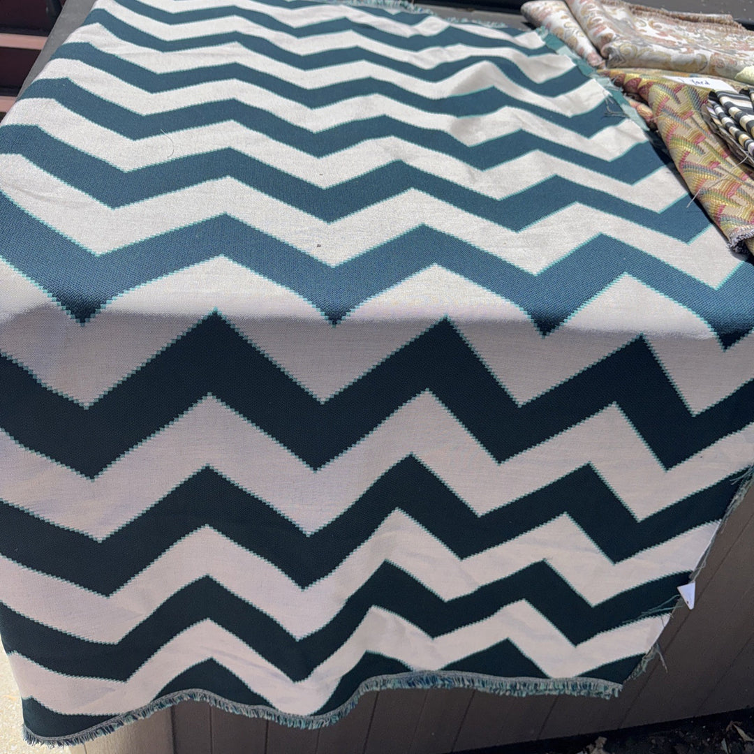 MacKenzie Childs Fabric By The Yard New -teal Courtyard Chevron- Outdoor