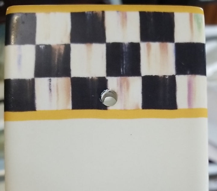 MACKENZIE CHILDS COURTLY CHECK HOUSE Letter D TILE NEW 7"X3" Ceramic