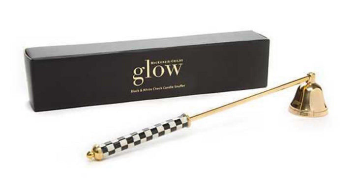 MacKenzie Childs Courtly Check gold candle snuffer New In Box