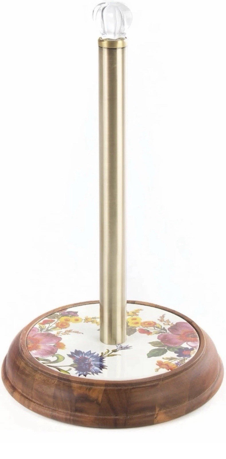 MacKenzie-Childs White Flower Market Wood Paper Towel Holder