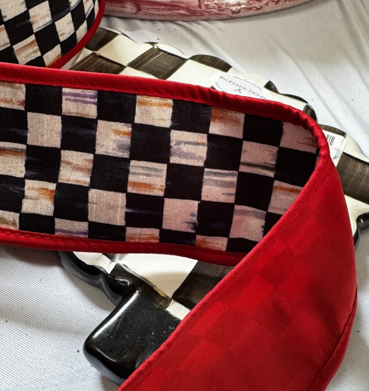 MacKenzie Childs 1 Roll Courtly  Check Wired Ribbon Red  2” wide-10yards Roll