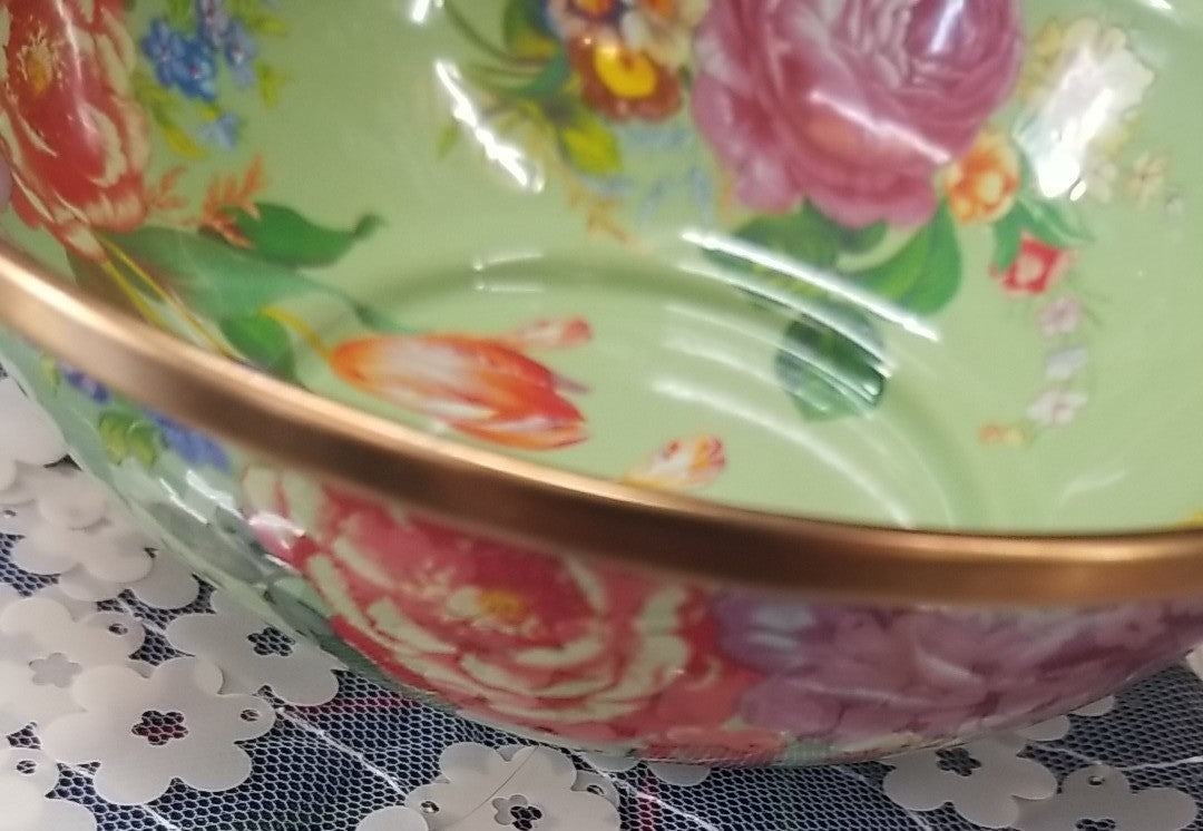MACKENZIE CHILDS GREEN  FLOWER MARKET SMALL EVERYDAY BOWL Set of 4