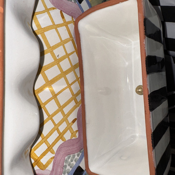 MACKENZIE CHILDS COURTLY CHECK CERAMIC BUTTERHOUSE New