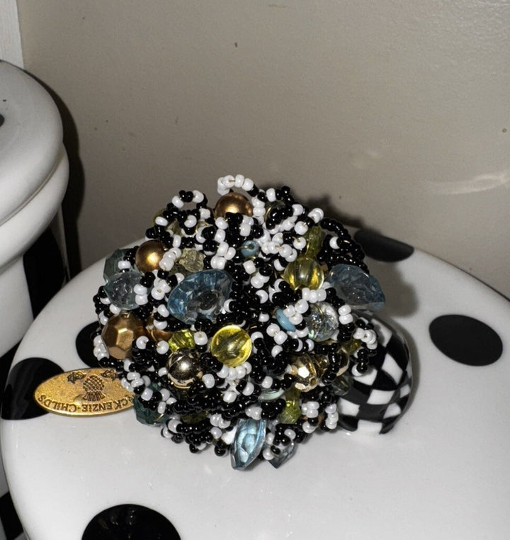 Mackenzie Childs BEADED Ocean  NAPKIN RINGS Retired Set of 2 New