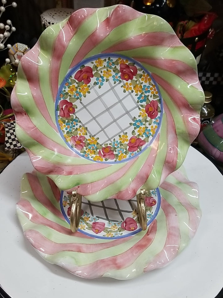 MacKenzie Childs Taylor Glen Park Dessert Salad Plate 9” Fluted- New 2011
