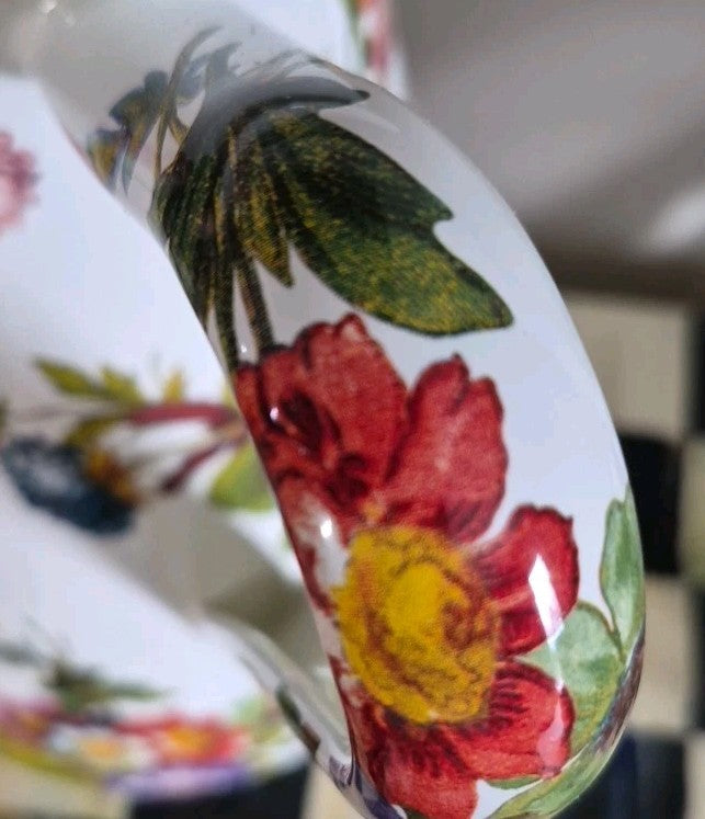 MacKenzie Childs White Flower Market LARGE Practical Pitcher 12”Tall FARMHOUSE