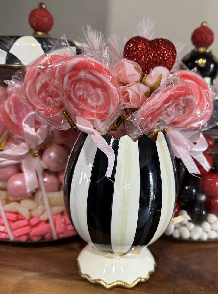 Mackenzie Childs Courtly Stripe Small Vase Cracked Egg- New