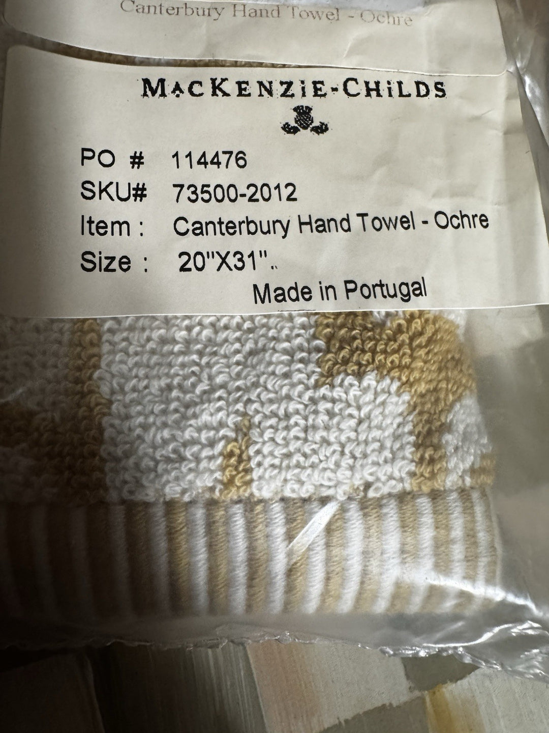 Mackenzie Childs Canterbury -ochre Hand Towel  And Washcloths Set 4 Piece