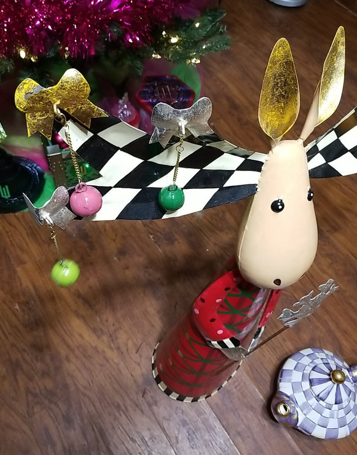 Mackenzie Childs "Deck the Halls" Moose w/ Ornaments  36" Tall- Excellent