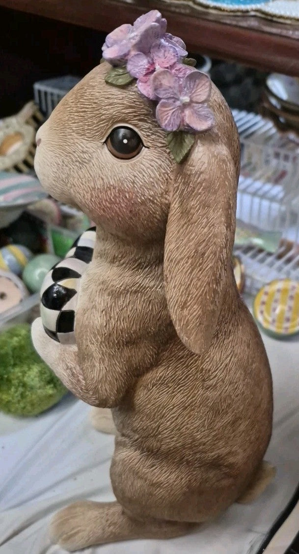 Mackenzie Childs Courtly Cottage With Courtly Check Bunny Rabbit  Retired