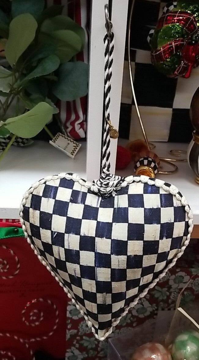 Mackenzie childs Cozy Red HEART patchwork Ornament Large 5.5"w x10"tall 2.5"deep