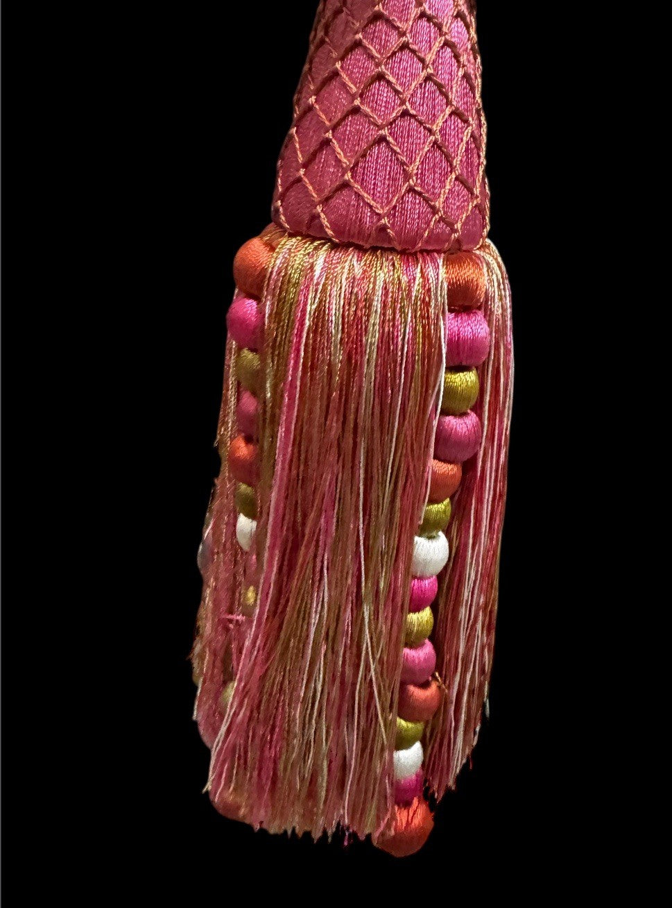 MacKenzie Childs Flower TASSEL Pink And Green Tassel Excellent Condition Retired