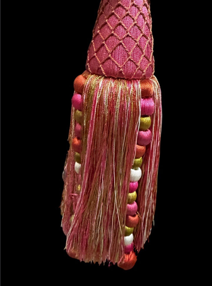 MacKenzie Childs Flower TASSEL Pink And Green Tassel Excellent Condition Retired