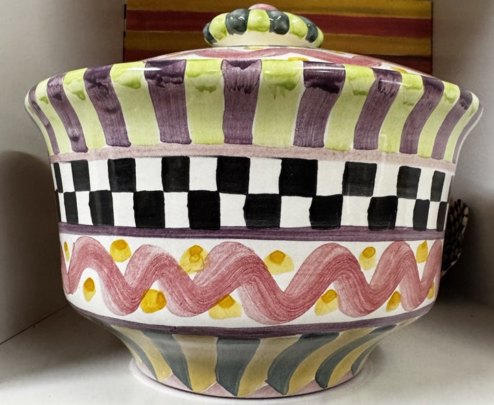 MacKenzie Childs Piccadilly 1 Qt Round Covered Casserole with Lid Retired