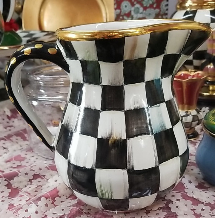 MacKENZIE CHILDS Courtly  CHECK CERAMIC PORTLY PITCHER New